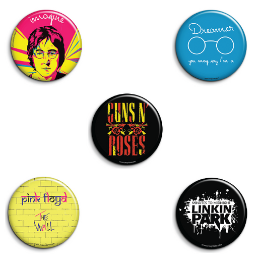 Rock Band Badges Pack of 5